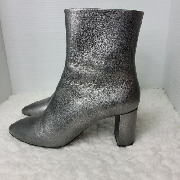 Yves Saint Laurent YSL Womens Size 8.5 Boots Gunmetal Gray Lou Zipper Bootie - Picture 3 of 12